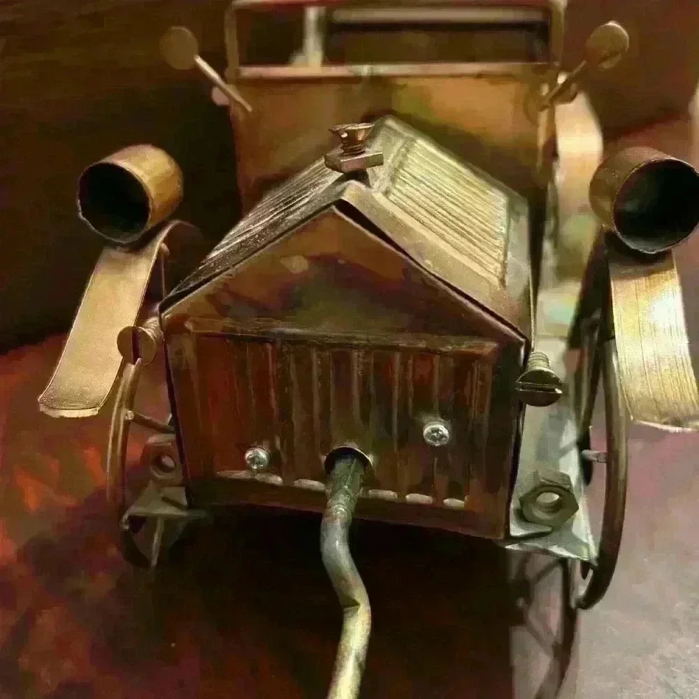 Vintage 1978 Antique George Good Metal Tin Copper Car Music Box 9”